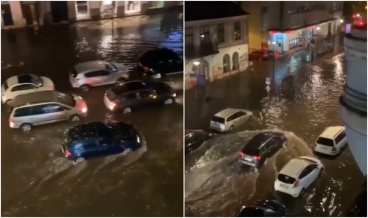 VIDEO. Mașinile „navighează” pe Bulevardul Eroilor, după furtună! E DEZASTRU în Centrul Clujului